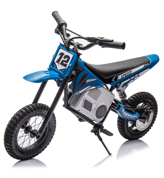 24V Dirt Bike - Single Rider Electric Motorcycle for Kids - Blue