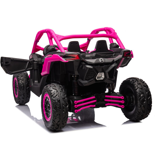 24v x 14 Ah Licensed 4x4 Can-Am-800w RC Kids Ride on Car, UTV 2-Seater – Barbie Pink