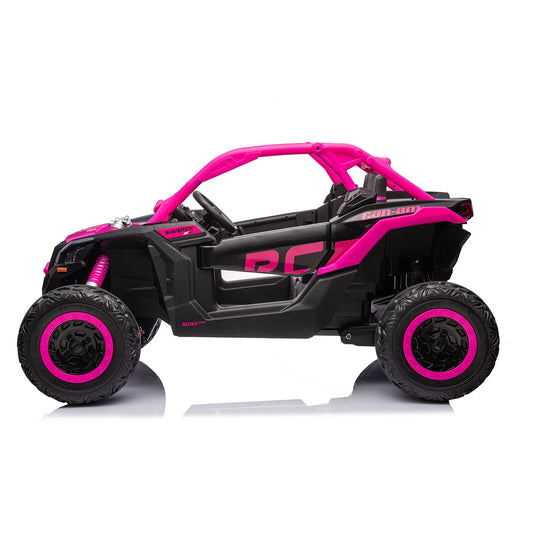 24v x 14 Ah Licensed 4x4 Can-Am-800w RC Kids Ride on Car, UTV 2-Seater – Barbie Pink